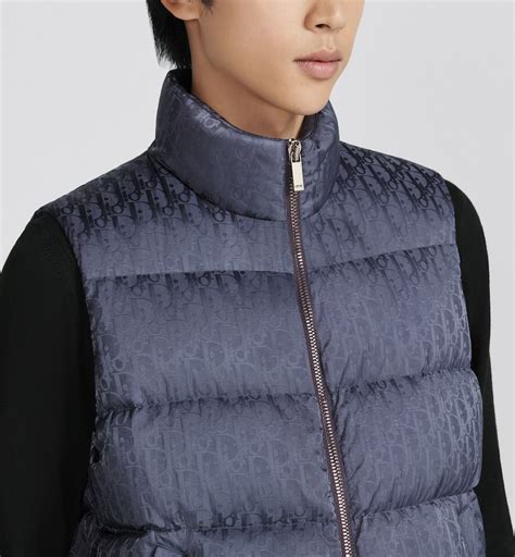 Dior Oblique Sleeveless Down Jacket Gray Technical Jacquard